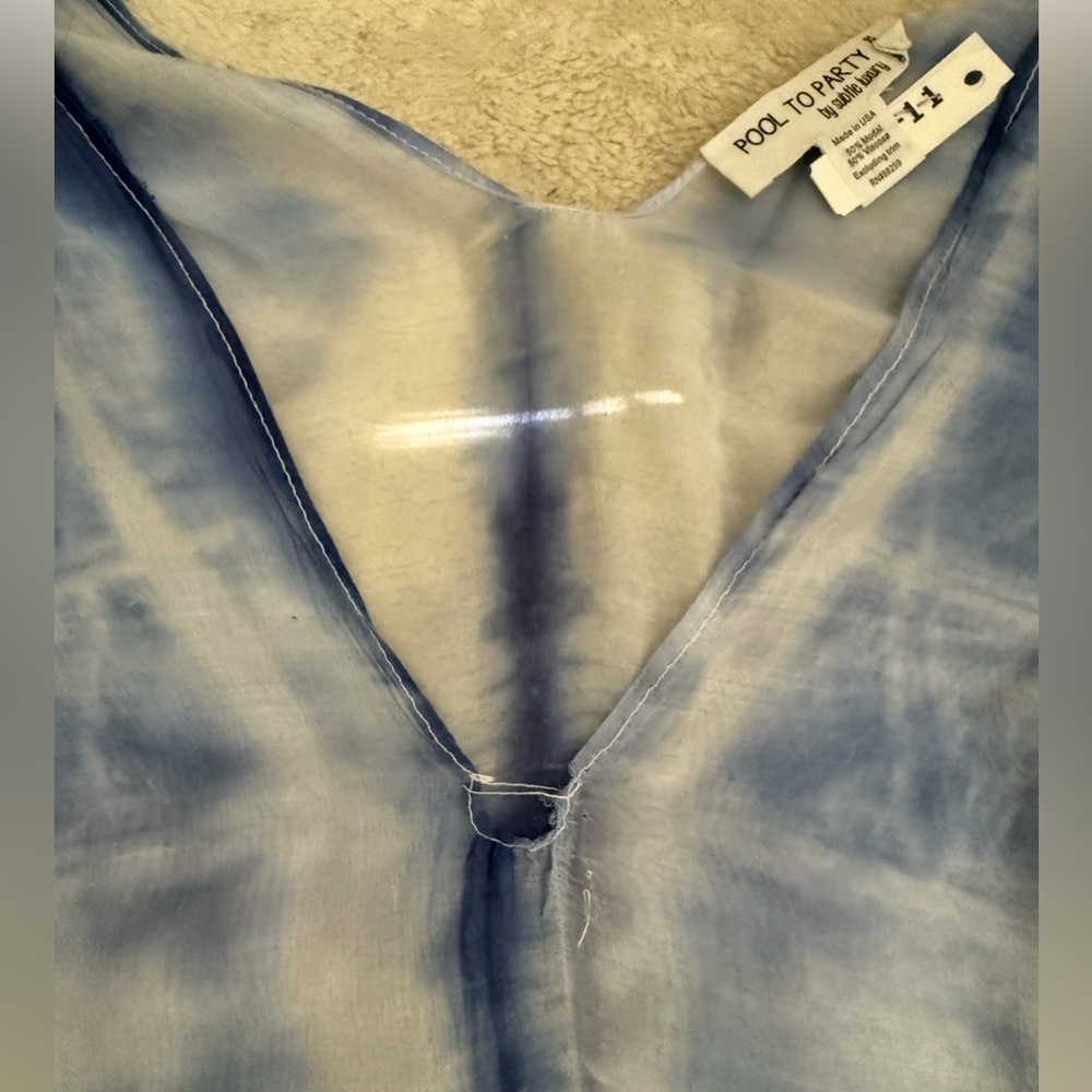 Pool to Party by Subtle Luxury - Tie-Dye Blue and White V-Neck Cover Up